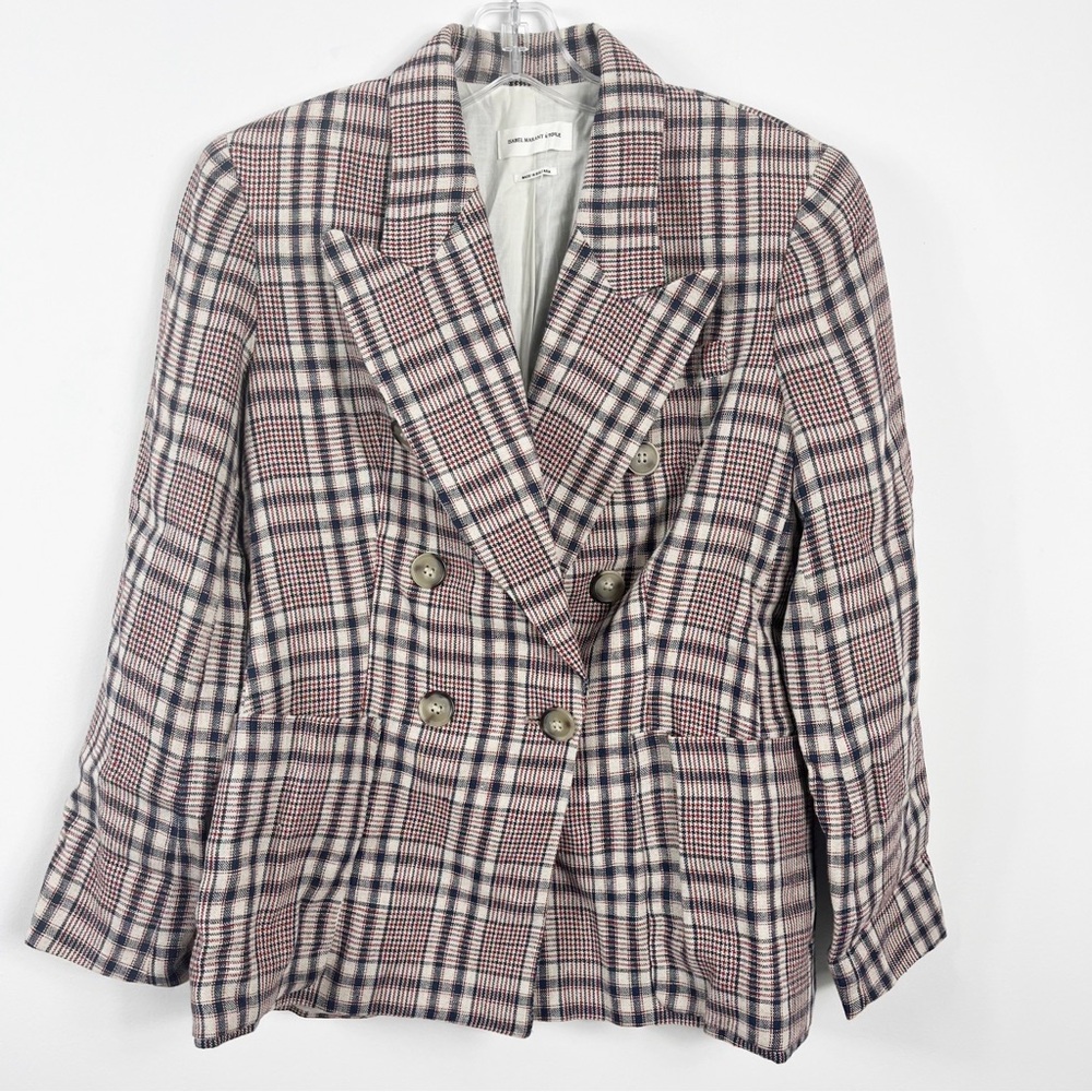 Isabel Marant Etoile Janey Checked Plaid Linen Bl… - image 3